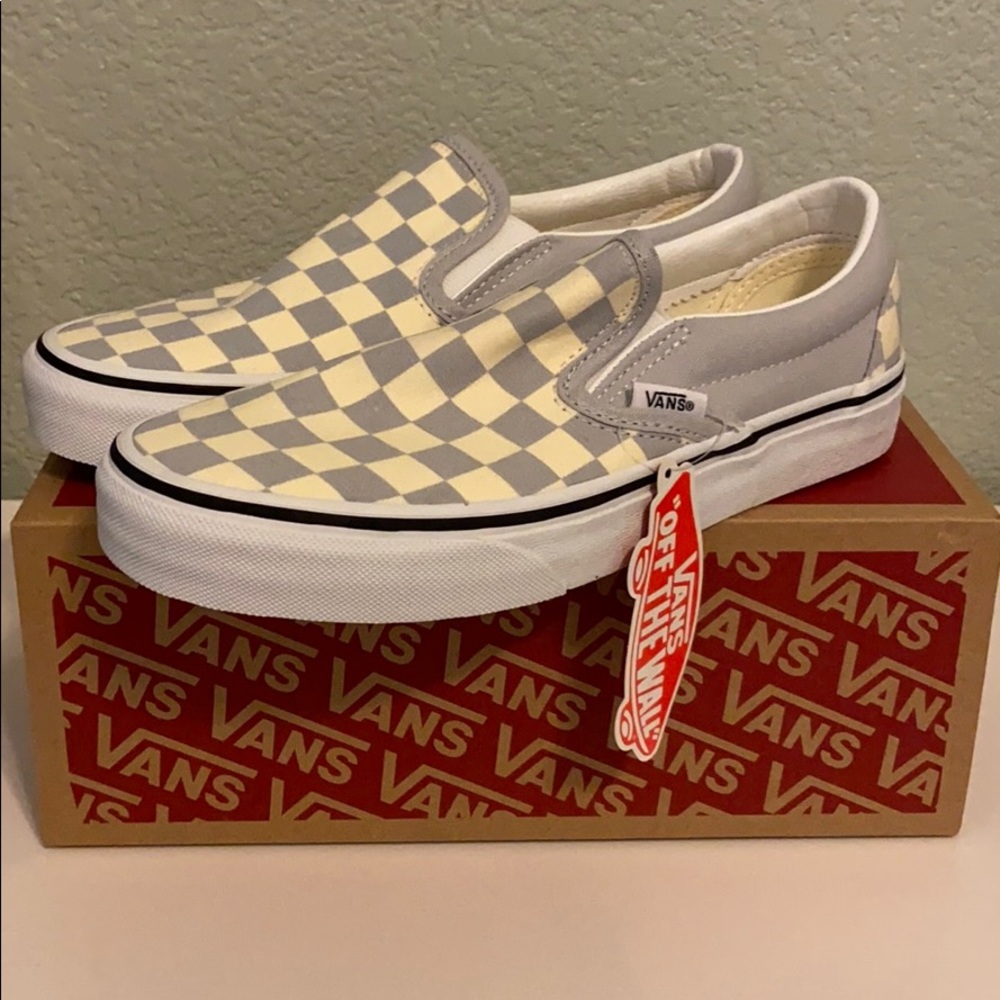 Gray checkered vans